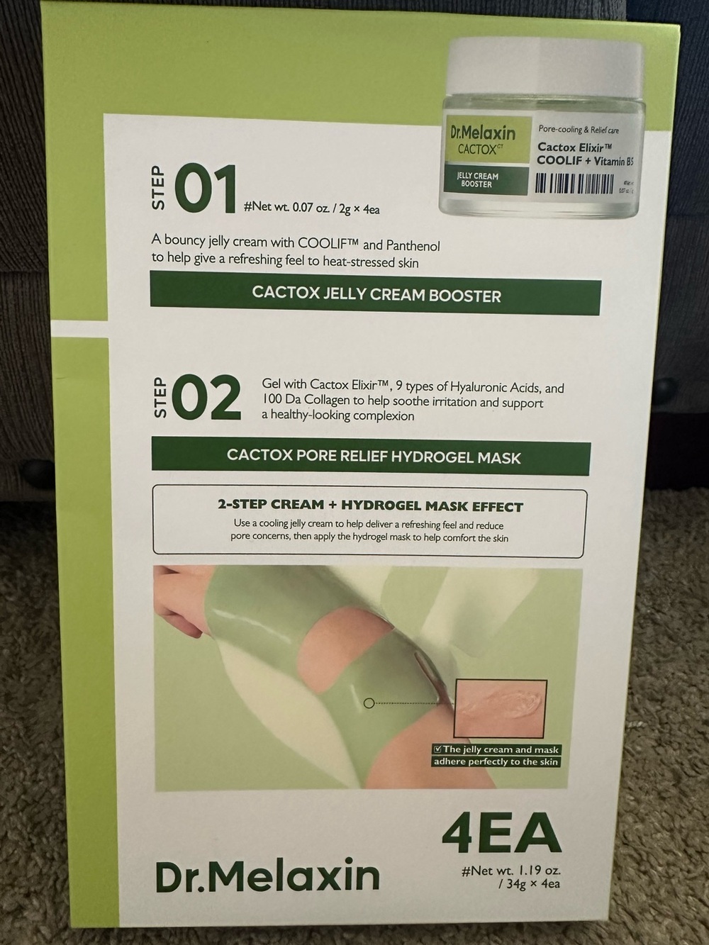 New In Box Dr.Melaxin Cactox Jelly Cream Booster + Pore Relief Hydrogel Mask $38
